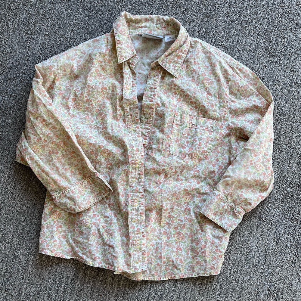Alfred Dunner petite floral button up long sleeve shirt